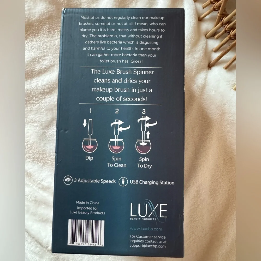 LUXE Beauty Adjustable Speed Electric Makeup Brush Cleaner Set NEW